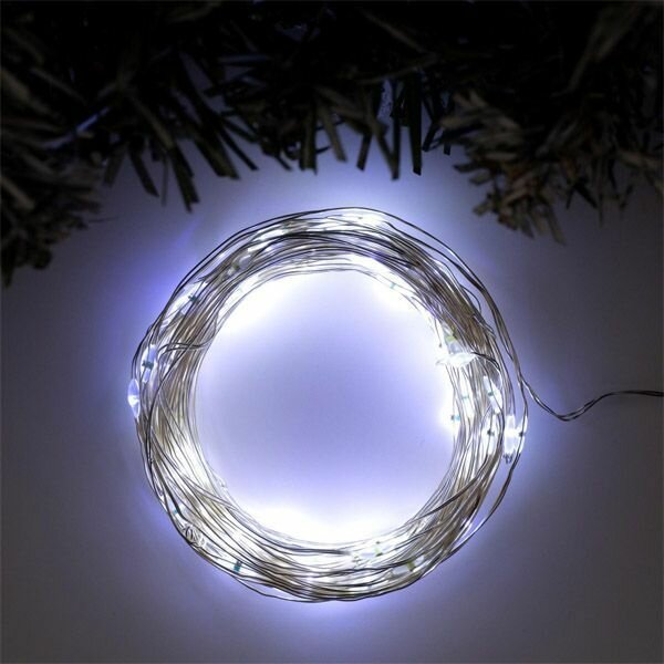 Гирлянда нить Белый 100 LED серебристая нить, IP20, 12V 10м Распродажа!