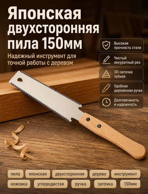Пила японская по дереву двухсторонняя ножовка