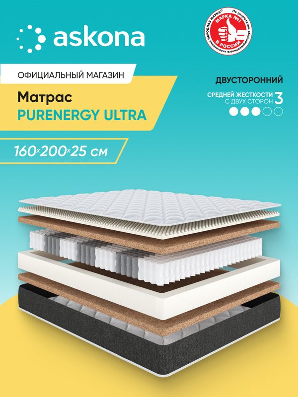 Матрас Askona / Аскона 160x200 PurEnergy Ultra Анатомический
