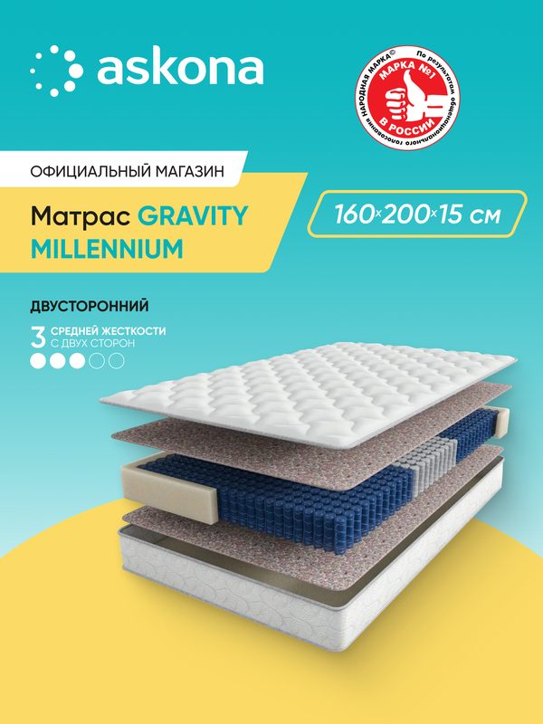 Матрас Askona / Аскона 160x200 Gravity Millennium Анатомический