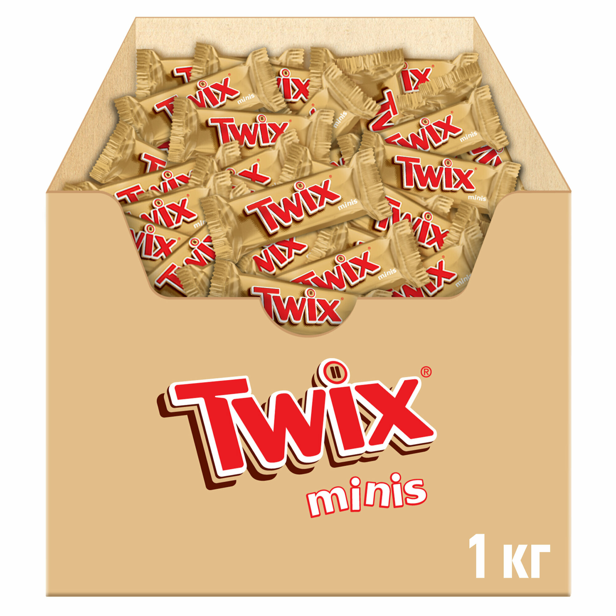 Шоколадные батончики Twix minis, печенье с карамелью в молочном шоколаде, конфеты, 1 кг