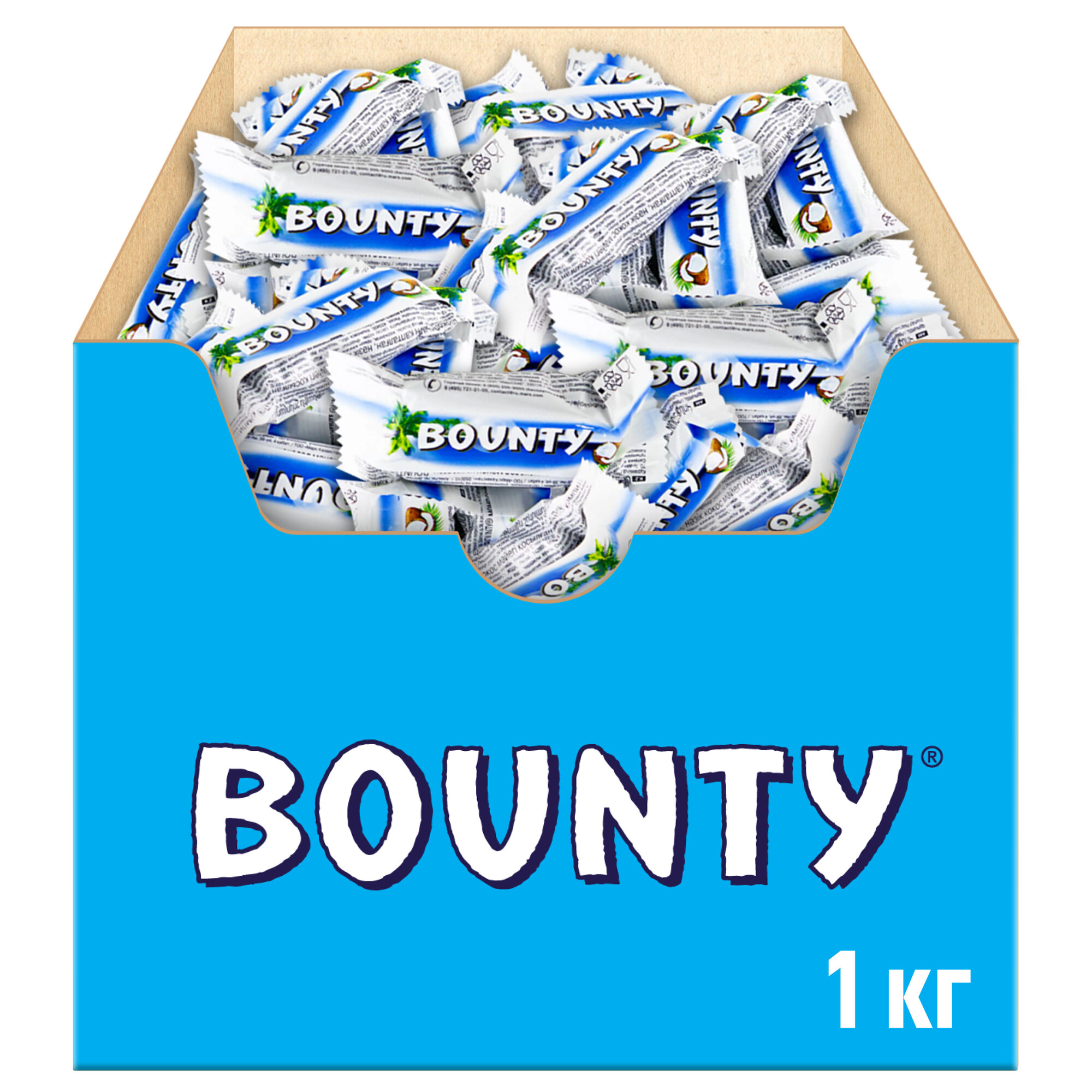 Шоколадные батончики Bounty, кокос в молочном шоколаде, конфеты 1 кг