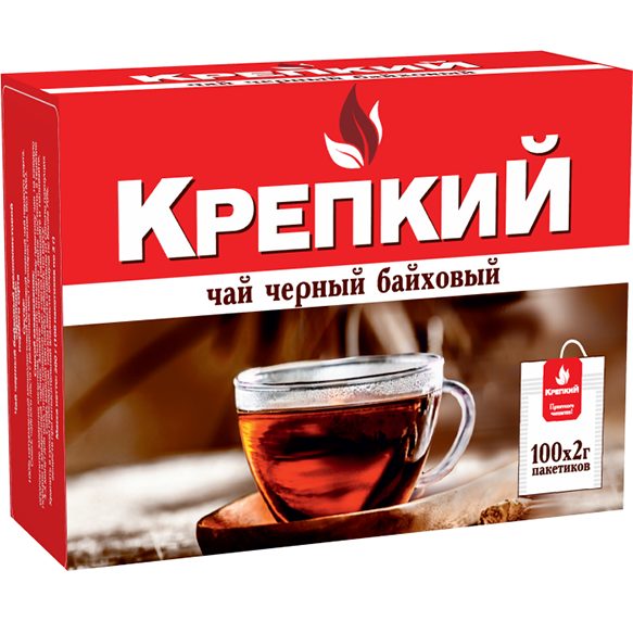 Чай чёрный Крепкий в пакетиках 100 шт по 2 гр, ТМ Добрыня, Краснодарский