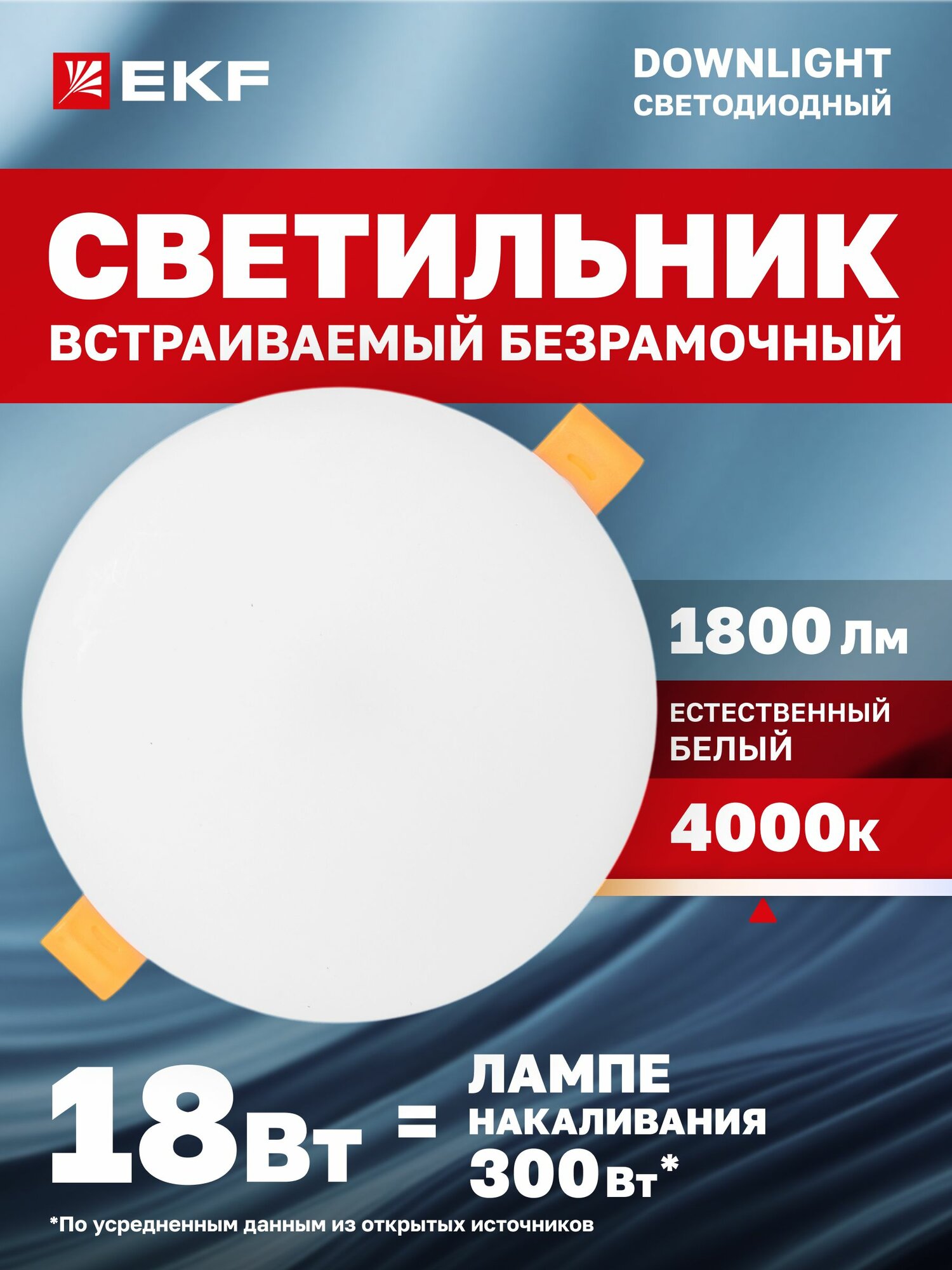 Светильник встраиваемый ДВО 1105 круглый 18Вт 4000K (нейтральный белый свет) IP20 LUMA EKF