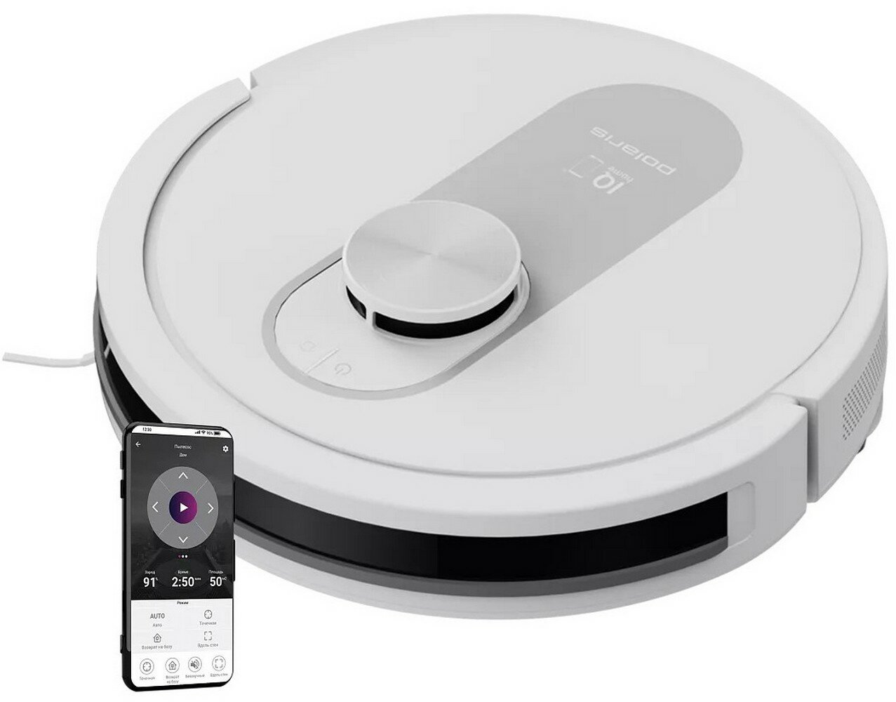 Робот-пылесос Polaris PVCR 4250 WIFI IQ Home, сухая и влажная уборка, белый
