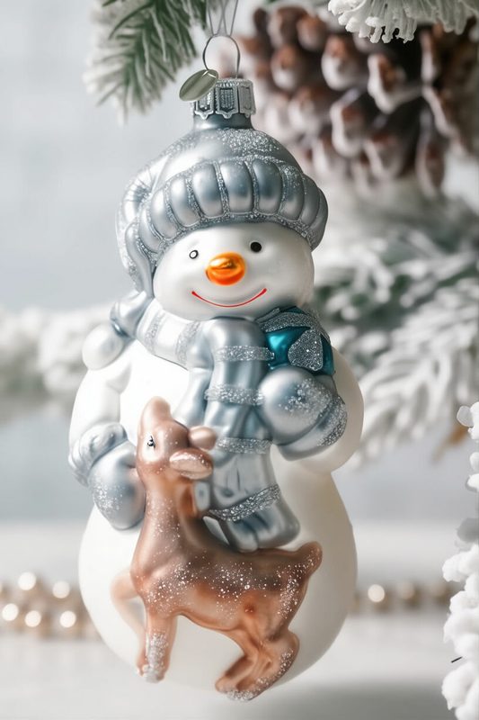 Ёлочная игрушка снеговик-романтик, стекло, 14 см, Винтер Деко (Winter Deco) 4060483-wd