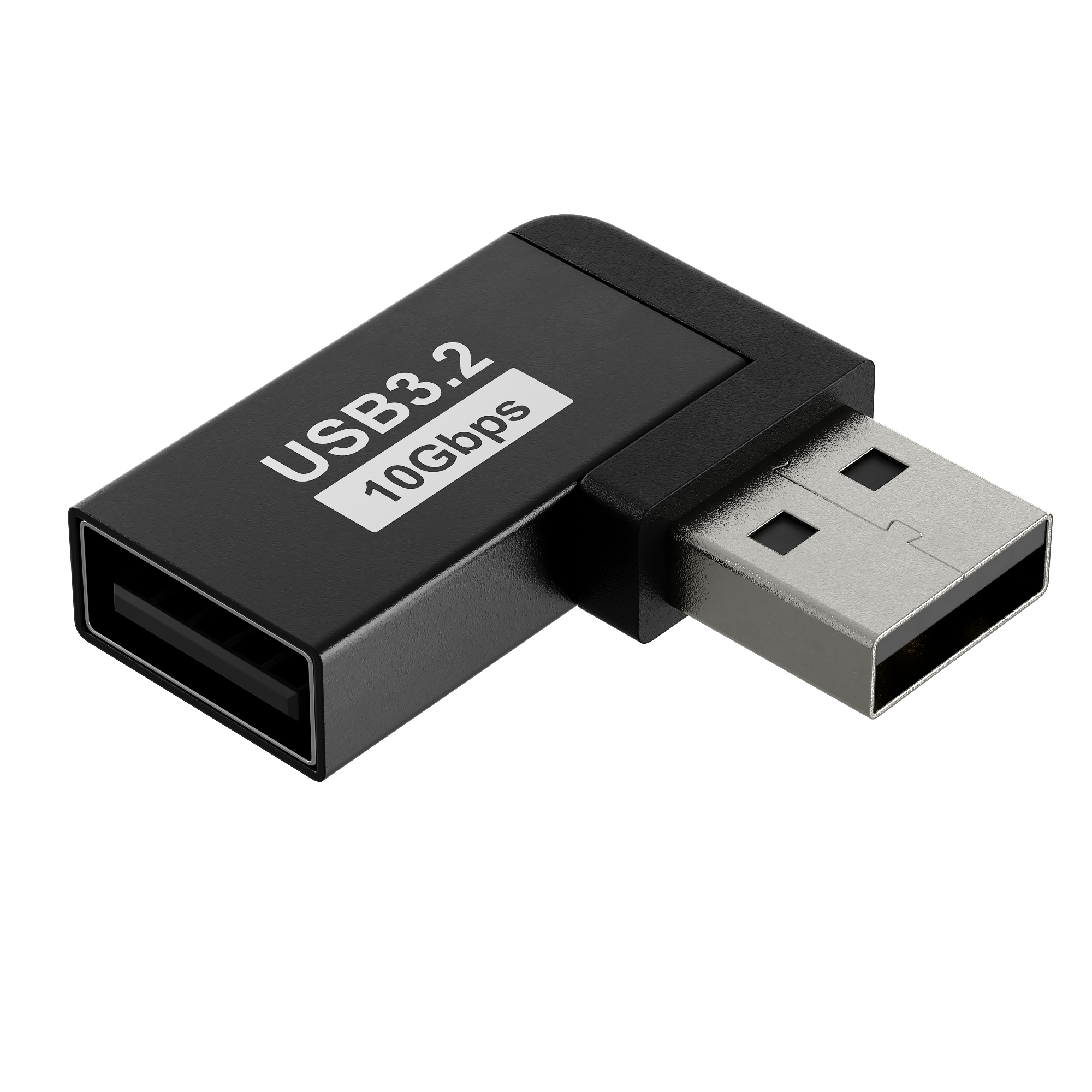 Адаптер переходник GSMIN ADP-02 USB 3.2 Gen 2 (F) - USB 3.2 (M) 90 градусов, 10 Гбит/с (Черный)