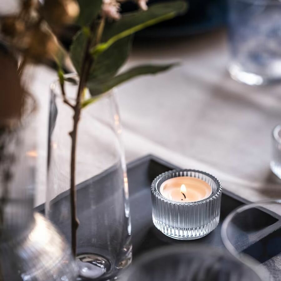 FINSMAK IKEA, подсвечник, 1шт, прозрачное стекло, грани, финсмак икеа