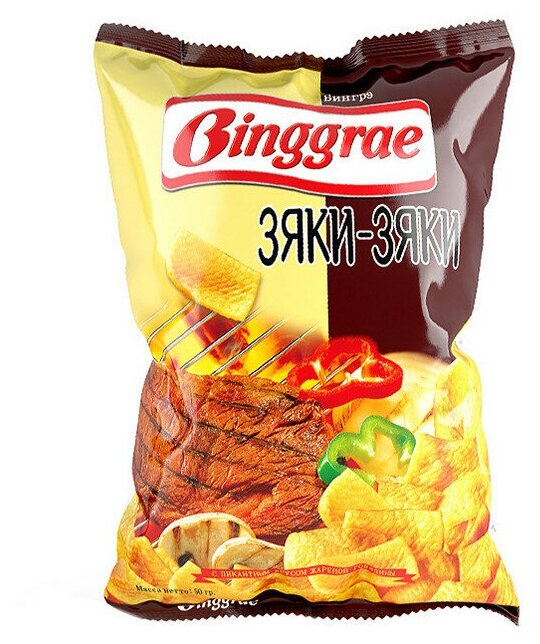 Чипсы Binggrae "зяки-зяки" со вкусом жаренной говядины 50 г, Россия
