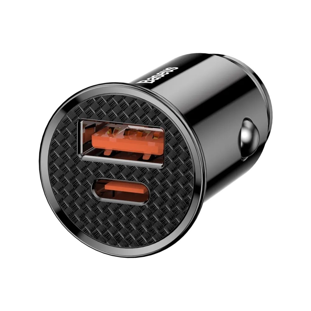 Автомобильное зарядное устройство (U+C) Baseus Circular Plastic, 30W, черное