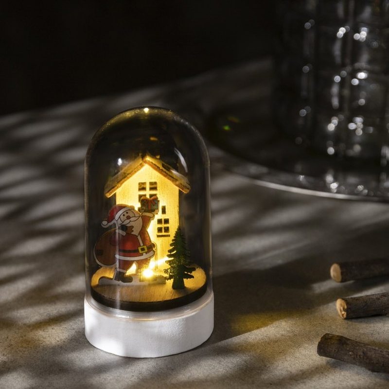 Фигура под куполом Luazon Lighting «Дед Мороз с мешком», дерево, металл, 6x9.5x6 см