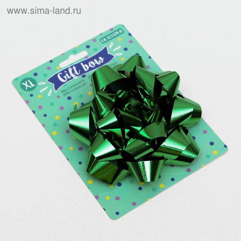 Бант Upak Land "Звезда № 14", текстиль, зеленый металлик, 1 шт