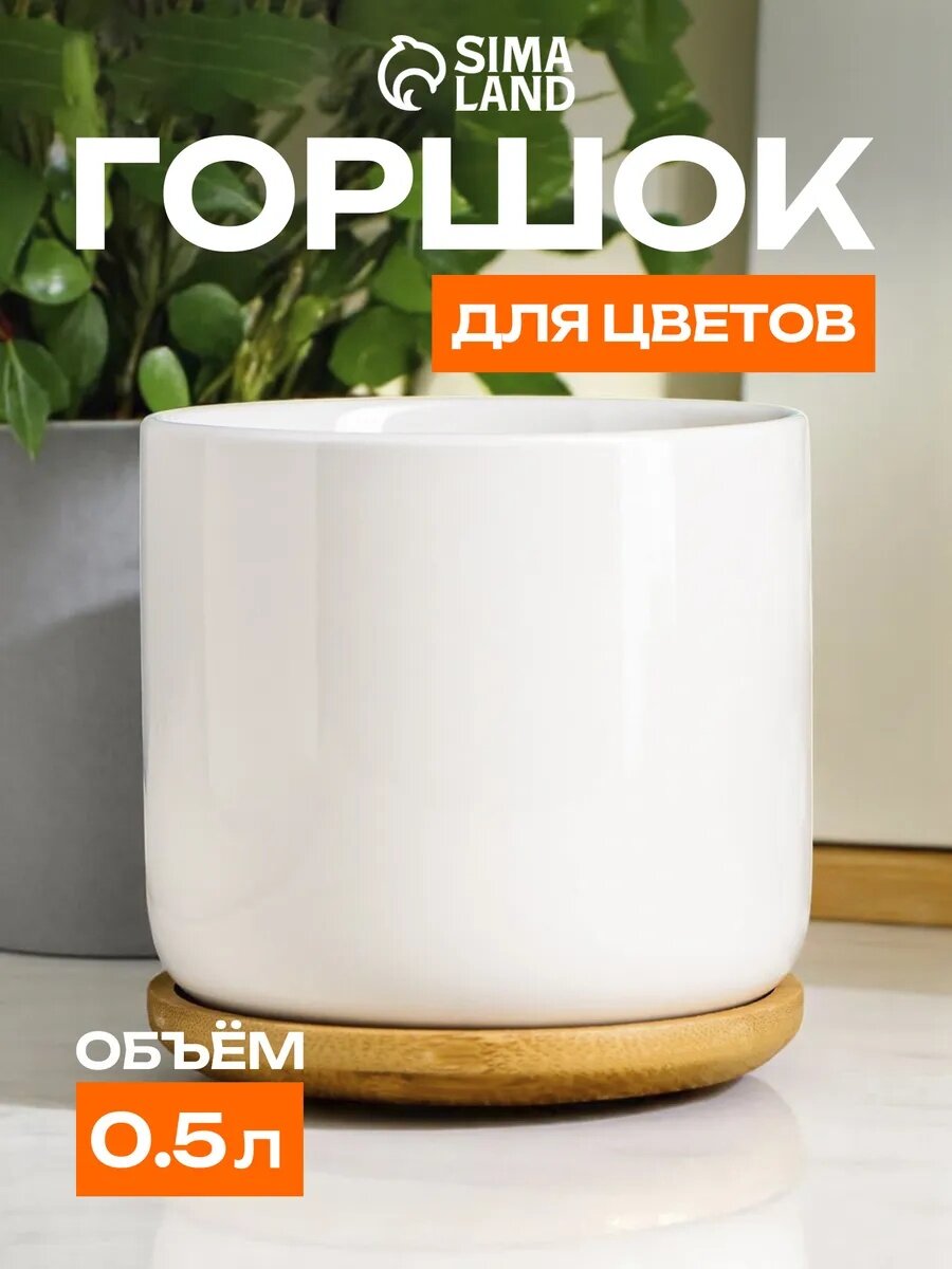 Горшок TAKE IT EASY "Эко", настольный, керамический, белый, 10 x 9,5 х 10см