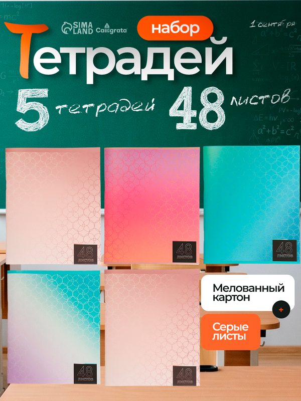 Комплект тетрадей Calligrata "Мыльные Пузыри", A5, 48 л, клетка, 5 шт.