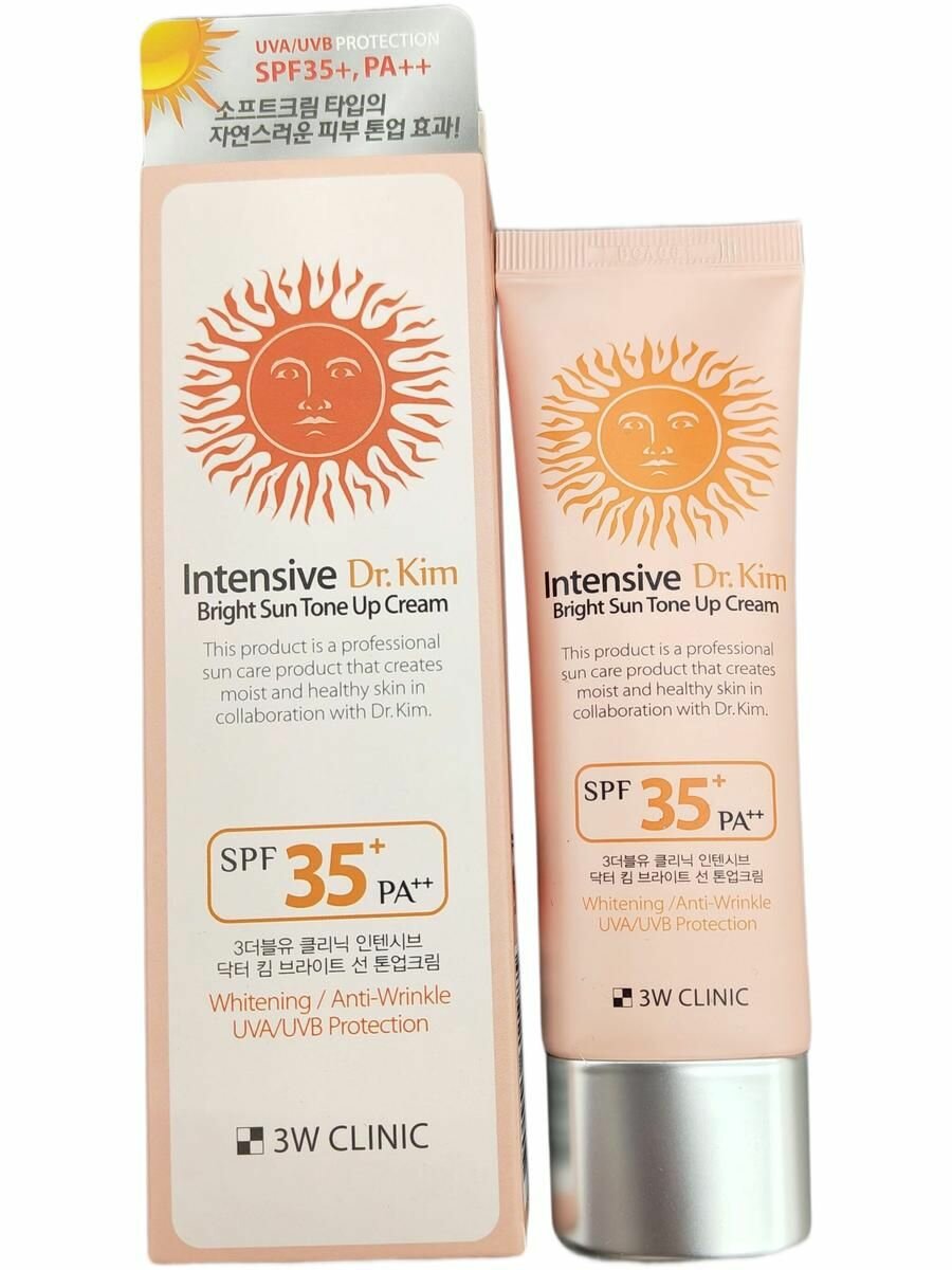 3W Clinic солнцезащитный крем для лица и тела Intensive Dr.Kim Bright Sun Tone Up Cream SPF35+, PA++