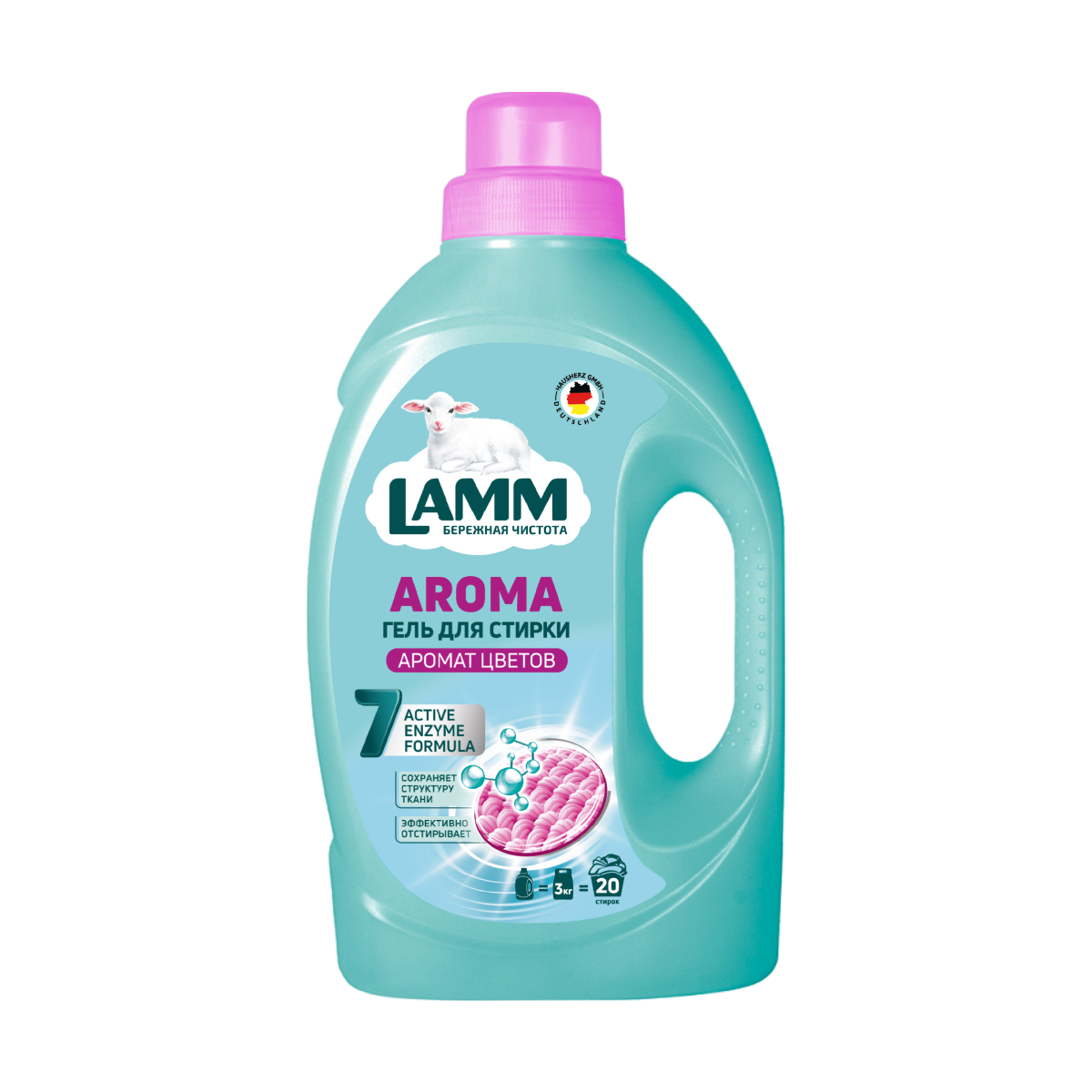 Гель для стирки Lamm Aroma, аромат цветов, 20 стирок, 1300мл
