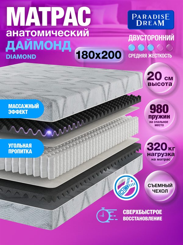 Матрас для кровати пружинный 180х200.
