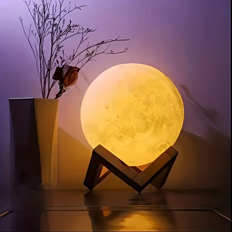 Ночник LED в форме Луны 3D с подставкой, пластиковый, на батарейках, сенсорное управление, направленный свет, для спальни, цвет: Луна, размер: 3.94 дюйма (10 см)