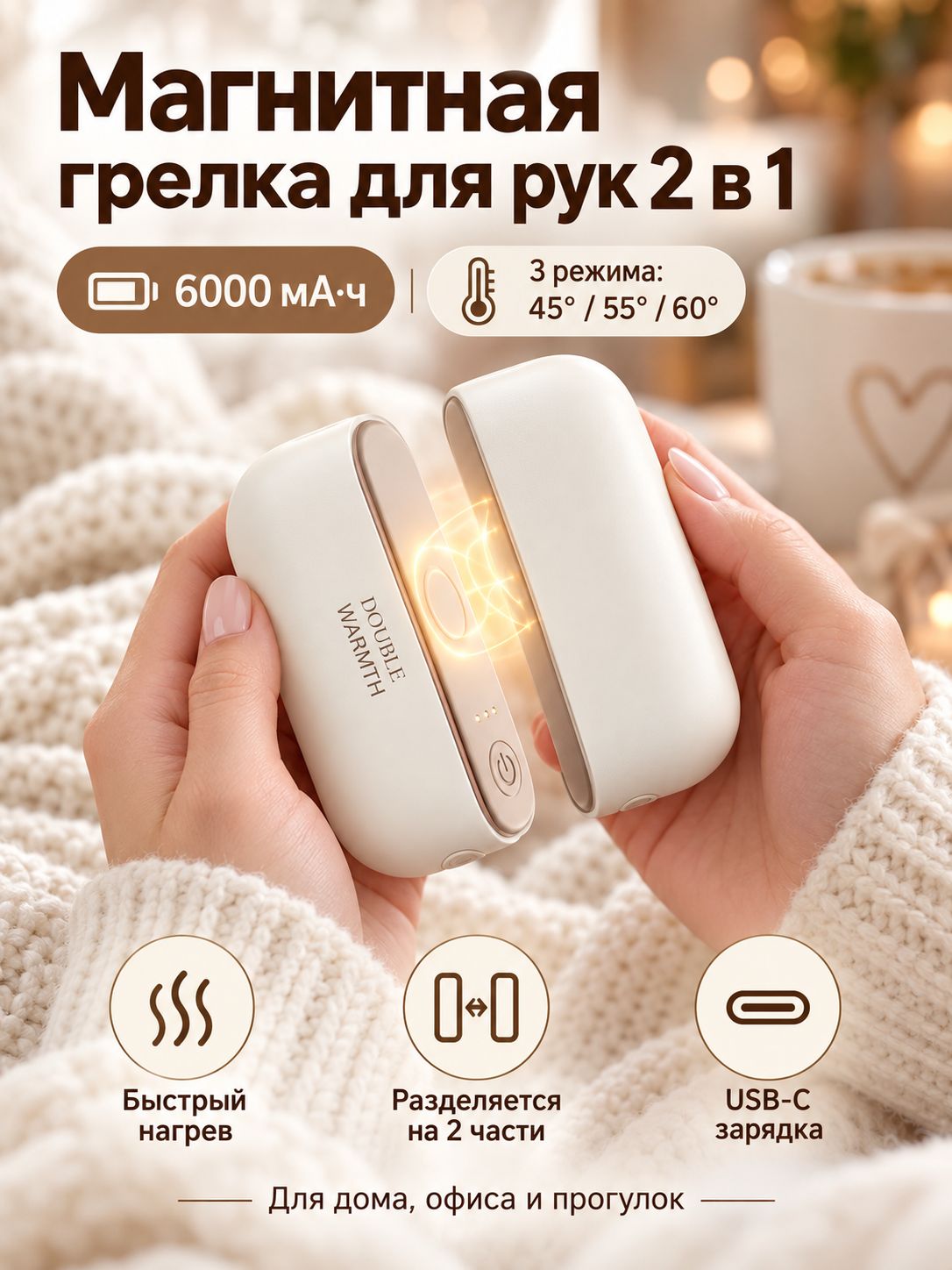 Портативная электрогрелка, электрическая грелка для дома, компактная грелка для согревания тела, рук и ног