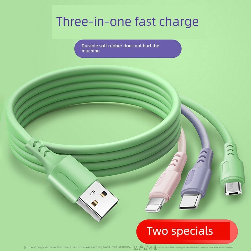 Набор из 2 шт. 1,5 м стандартный 3-портовый кабель с USB-C зарядкой жидкий силикон для Apple Type-C старых моделей