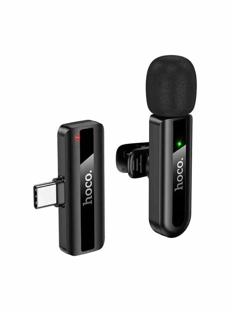 Микрофон беспроводной на клипсе Hoco L20 USB-C, чёрный
