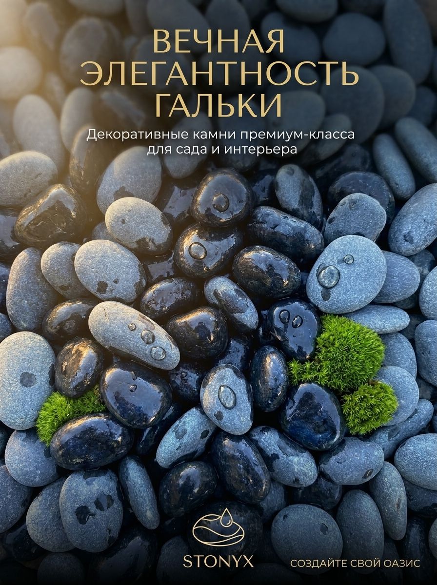 Грунт чёрного моря в аквариум для рыбок и террариум / Морская галька (декор) 1000 гр.
