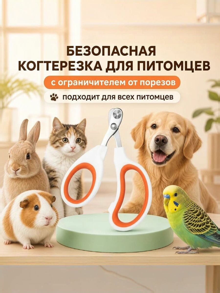 Когтерезка для кошек с ограничителем, ножницы для когтей кошек
