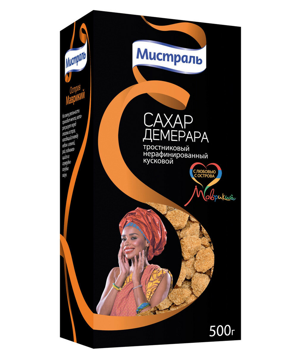 Сахар Мистраль Демерара тростниковый нерафинированный кусковой, 500г, (2 шт)
