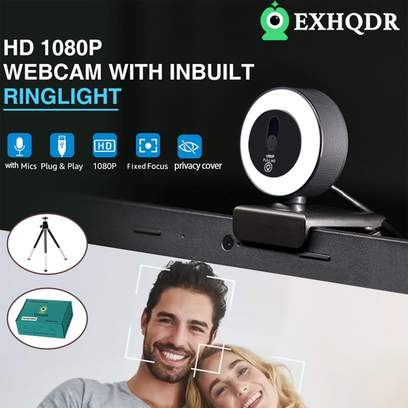 Веб-камера EXHQDR Q10, высокое разрешение, автоматическая фокусировка, трехуровневая подсветка
