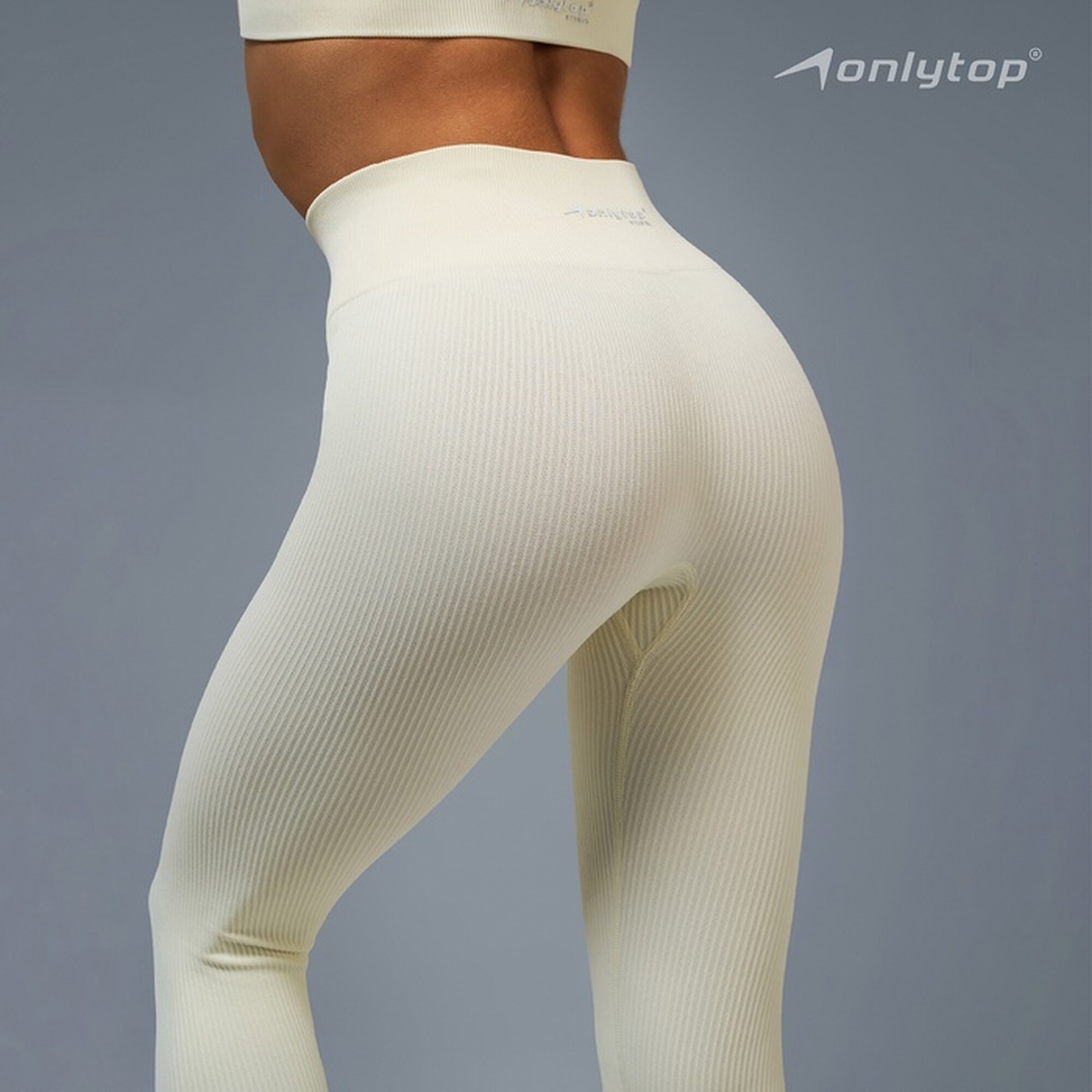 Легинсы спортивные ONLYTOP Одежда в рубчик ONLYTOP, размер S, бежевый