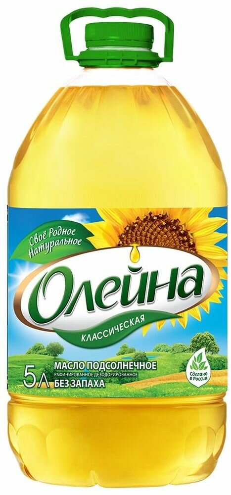 Олейна масло подсолнечное рафинированное дезодорированное, 5 л