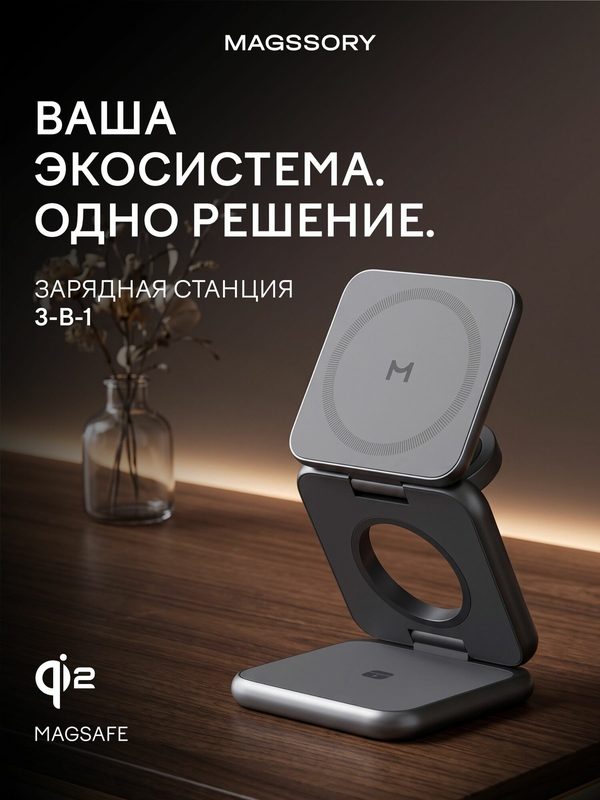 Qi2 для iPhone Беспроводное зарядное устройство 3 в 1