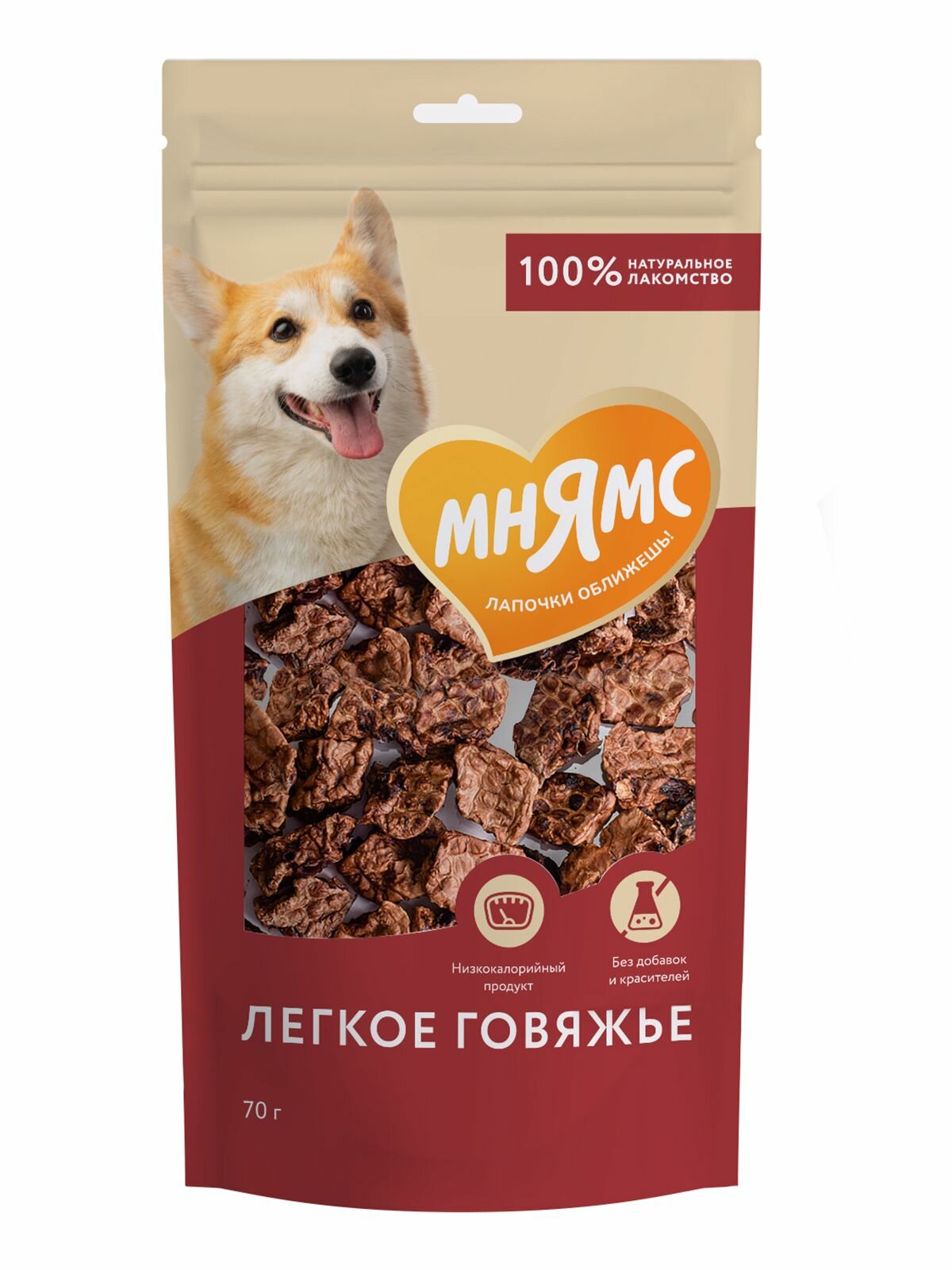 Лакомство Мнямс для собак - Лёгкое говяжье, 70 г