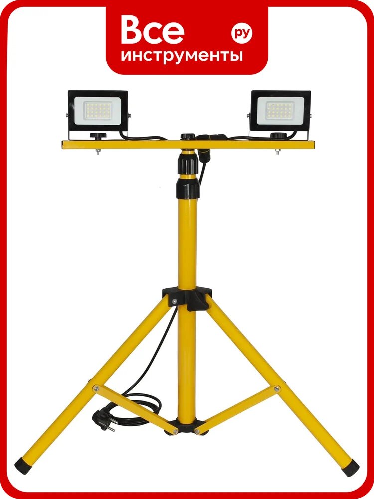 Светодиодный прожектор на штативе GLANZEN 2x30 Вт FAD-0003-2x30-SL КА-00007014, 2 м, чёрный