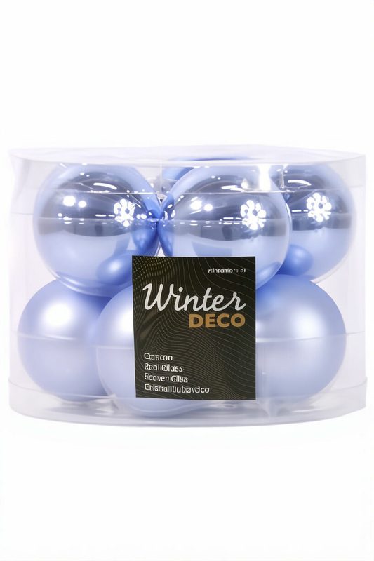 Набор стеклянных шаров, голубой лёд mix, 60 мм, 10 шт, Винтер Деко (Winter Deco) 2000236