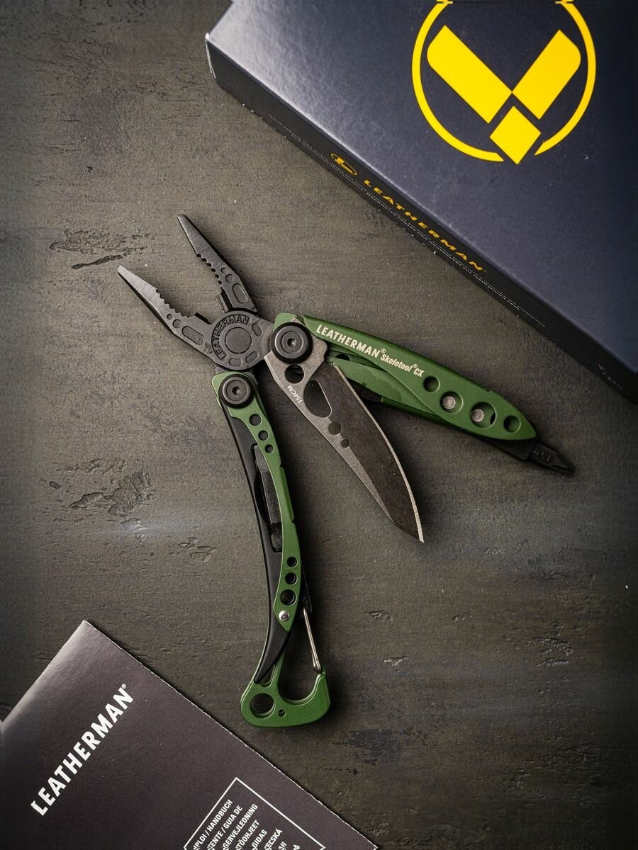Мультитул Leatherman Skeletool CX OD Green 833139, 7 инструментов, зеленый