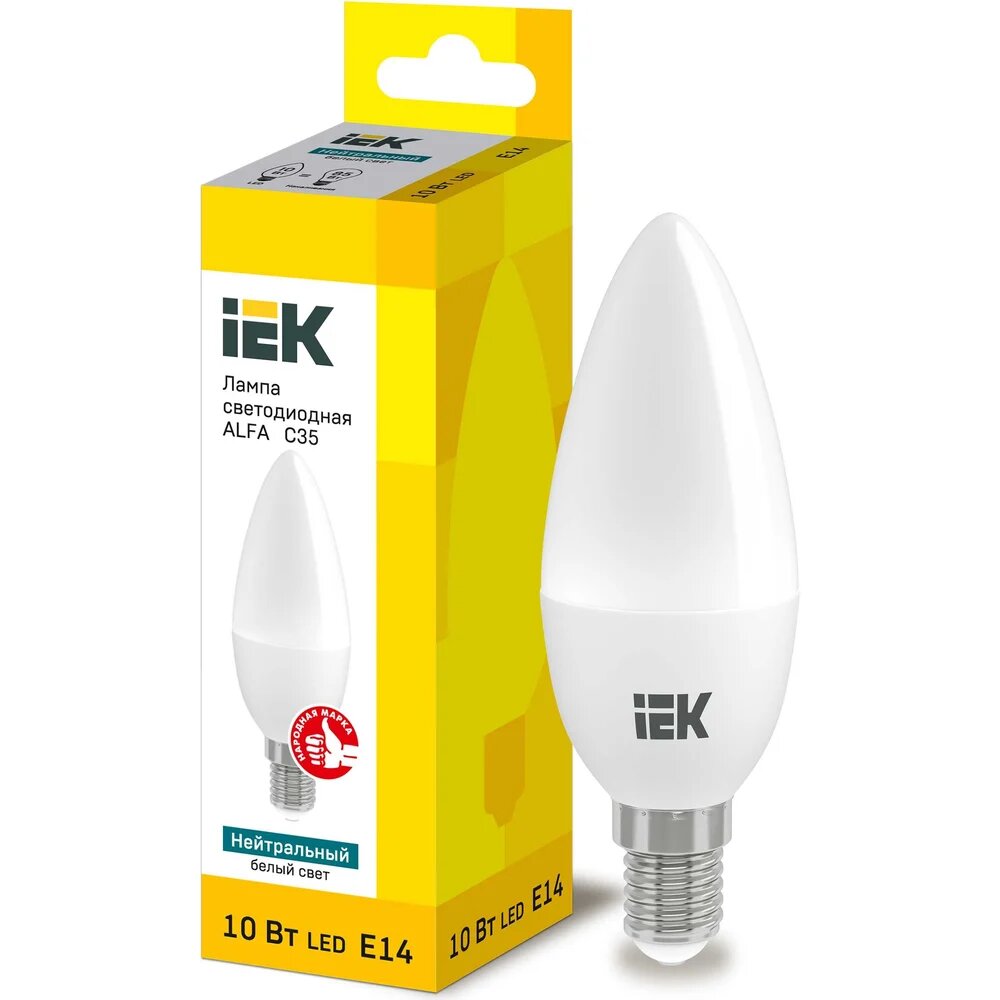 Лампа IEK LED ALFA C35 свеча 10Вт 230В 4000К E14 LLA-C35-10-230-40-E14 от ELEMENTX