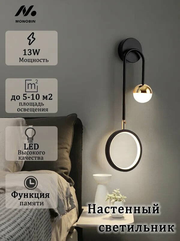 Светильник настенный светодиодный,13 Вт, бра(Лево)