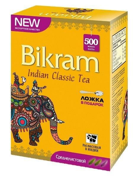 Чай Bikram черный байховый Индийский среднелистовой, 500 г (ложка в подарок!)
