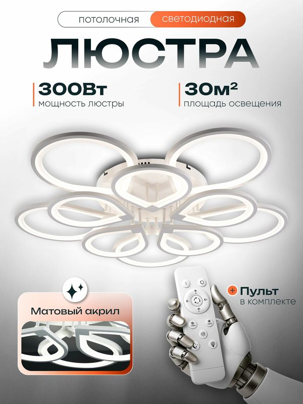 WEDO LIGHT Люстра потолочная светодиодная с пультом на кухню, в спальню, гостиную