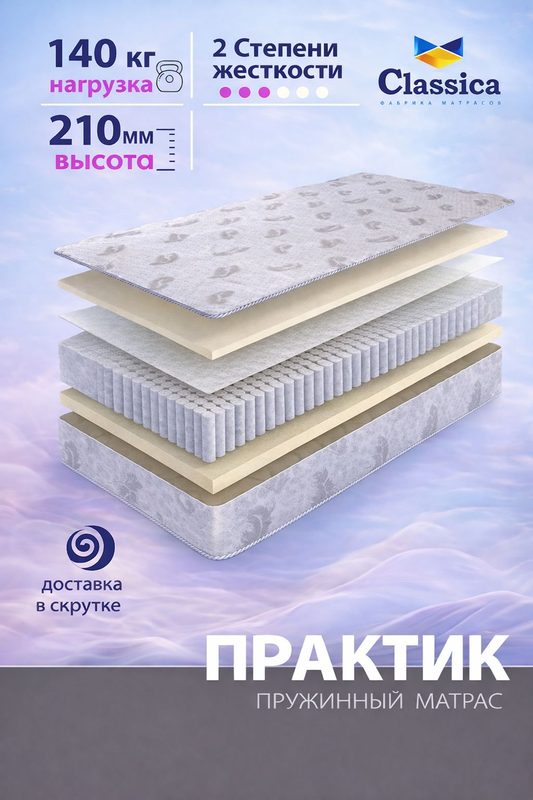 Матрас 90x200 ортопедический Classica Практик, независимые пружины