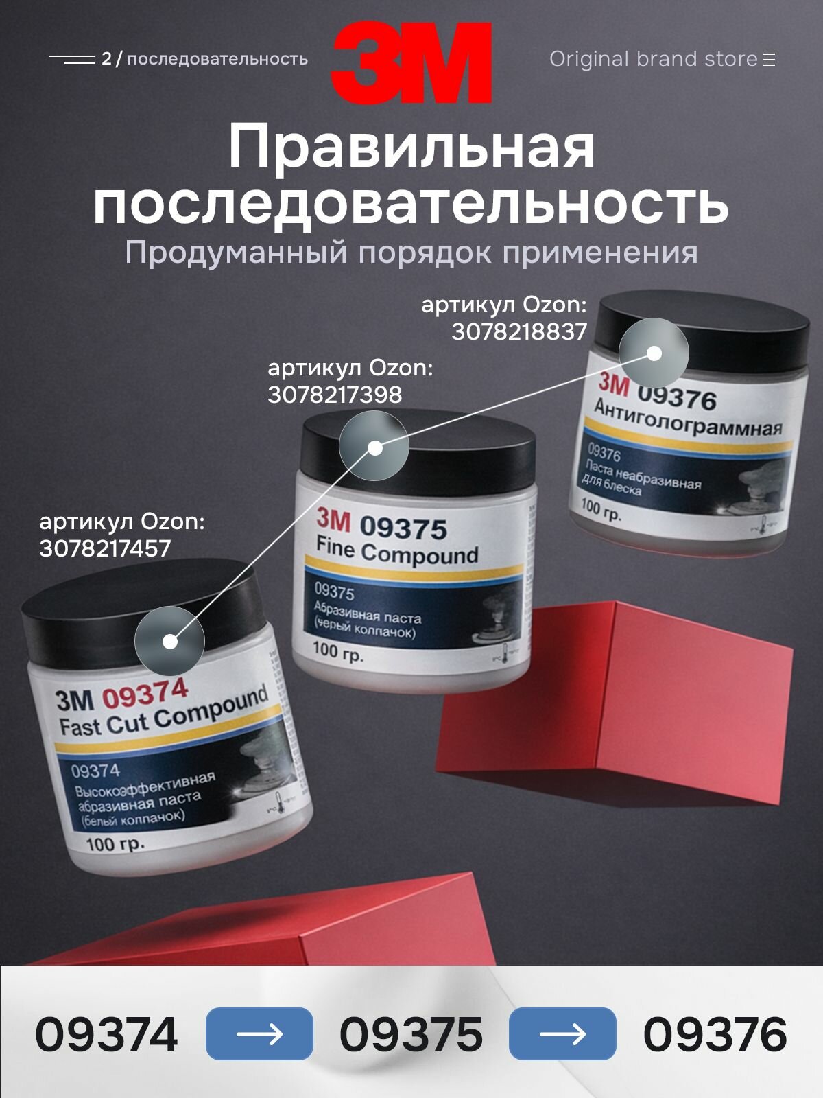 Полировальная паста для автомобиля 3M 09374 100 гр
