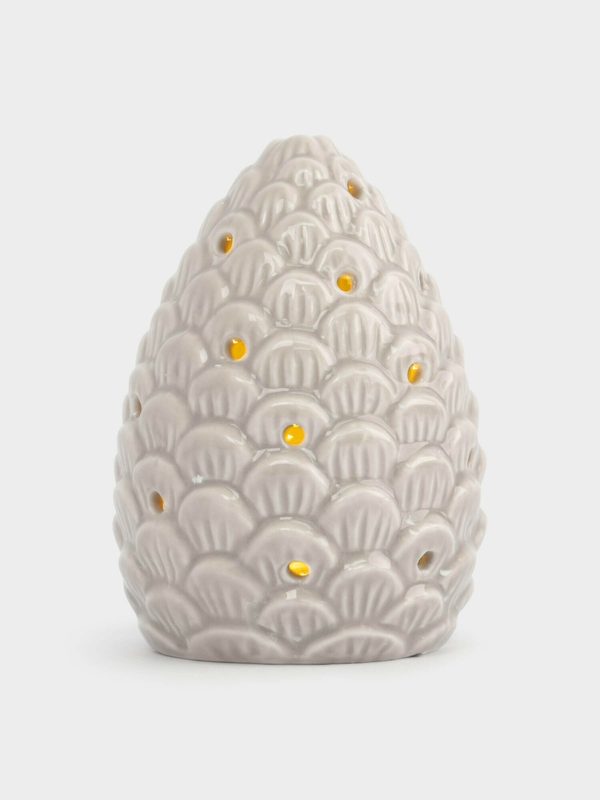 Статуэтка, 11 см, с подсветкой, фарфор, бежево-молочная, Шишка, Pinecone (Anna Lafarg)