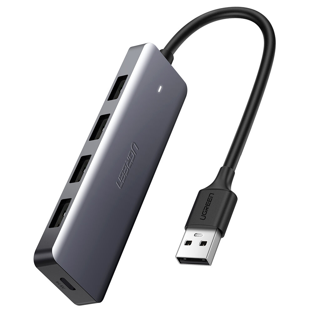 USB Хаб UGREEN CM219 (50985) 4-Port USB 3.0 Hub with USB-C Power Supply. Цвет: серый