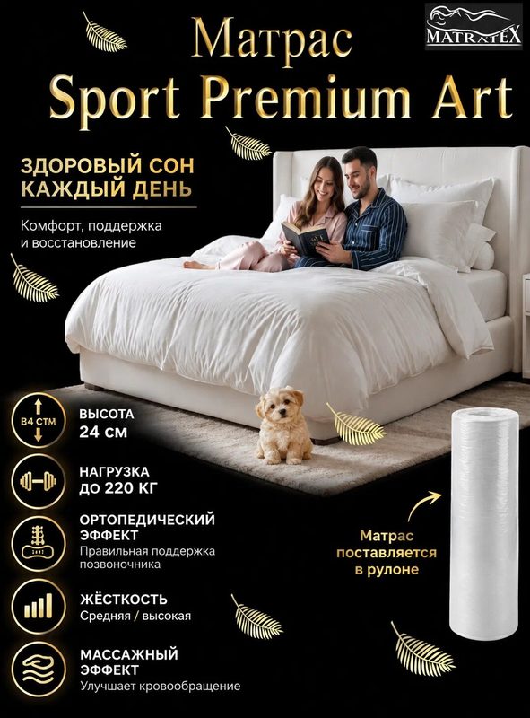 Матрас MATRATEX Sport Premium Art, 200х200 см, двусторонний