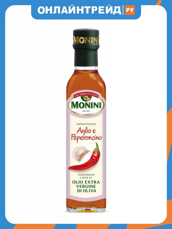 Масло оливковое Monini Extra Virgin Чеснок и перец, 250 мл.
