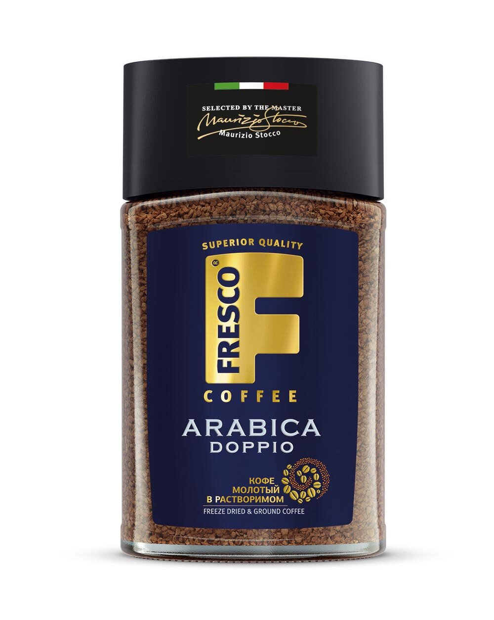 Кофе растворимый Fresco Arabica Doppio с добавлением молотого, стеклянная банка, 100 г