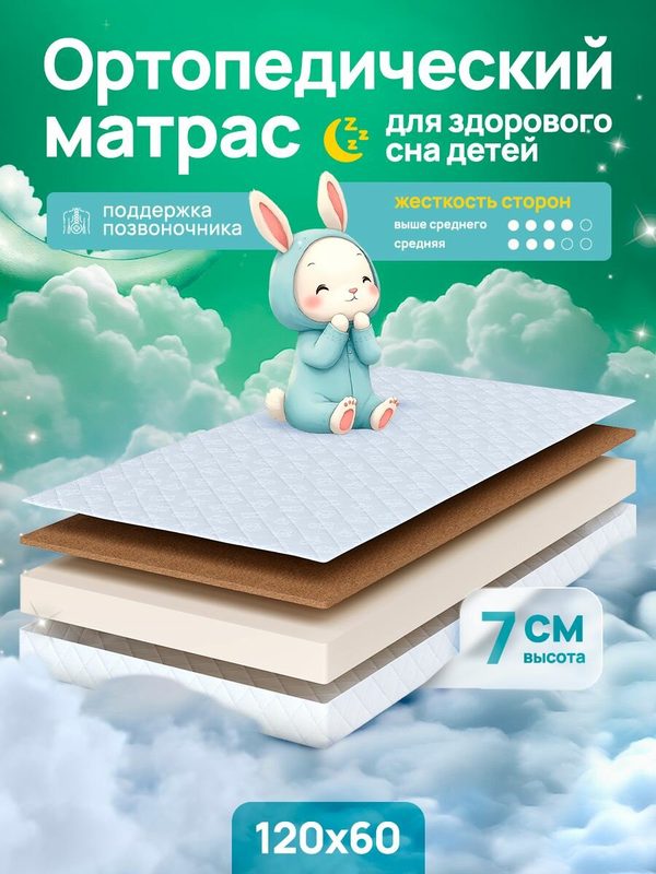 Матрас 120х60 детский , ортопедический беспружинный матрас Dreams