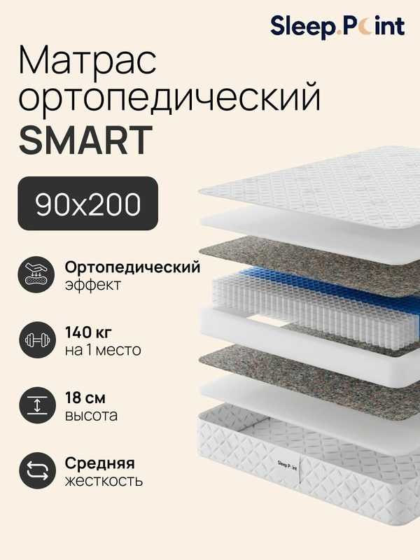 Sleep.Point Матрас SMART 90х200, ортопедический, пружинный, односпальный