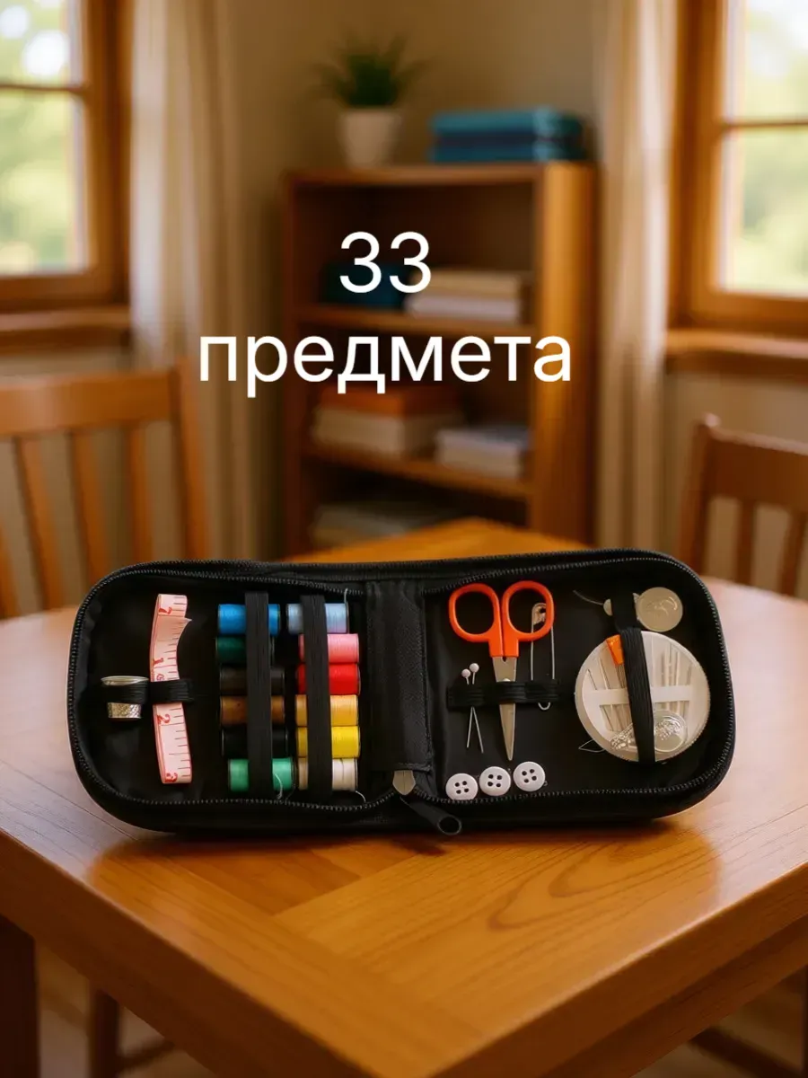Швейный набор "Подарок", дорожный, для шитья, рукоделия, 33 предмета